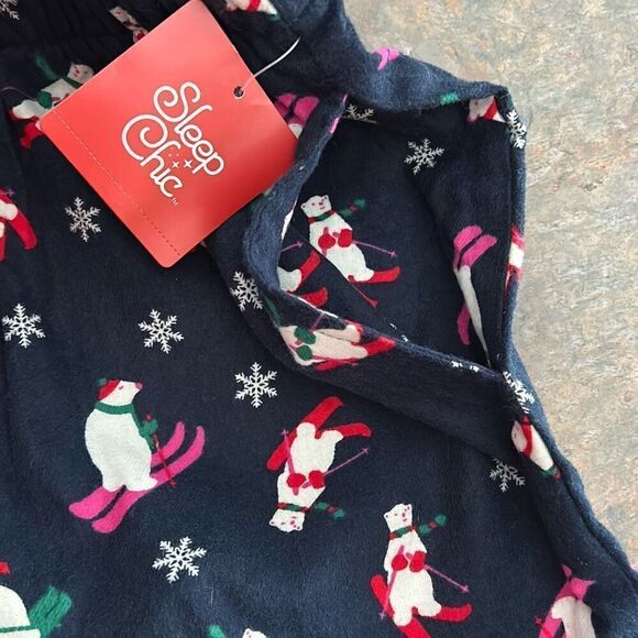 Sleep Chic Flannel Pajama Pants skiing Polar Bears NWT Small - Picture 3 of 9